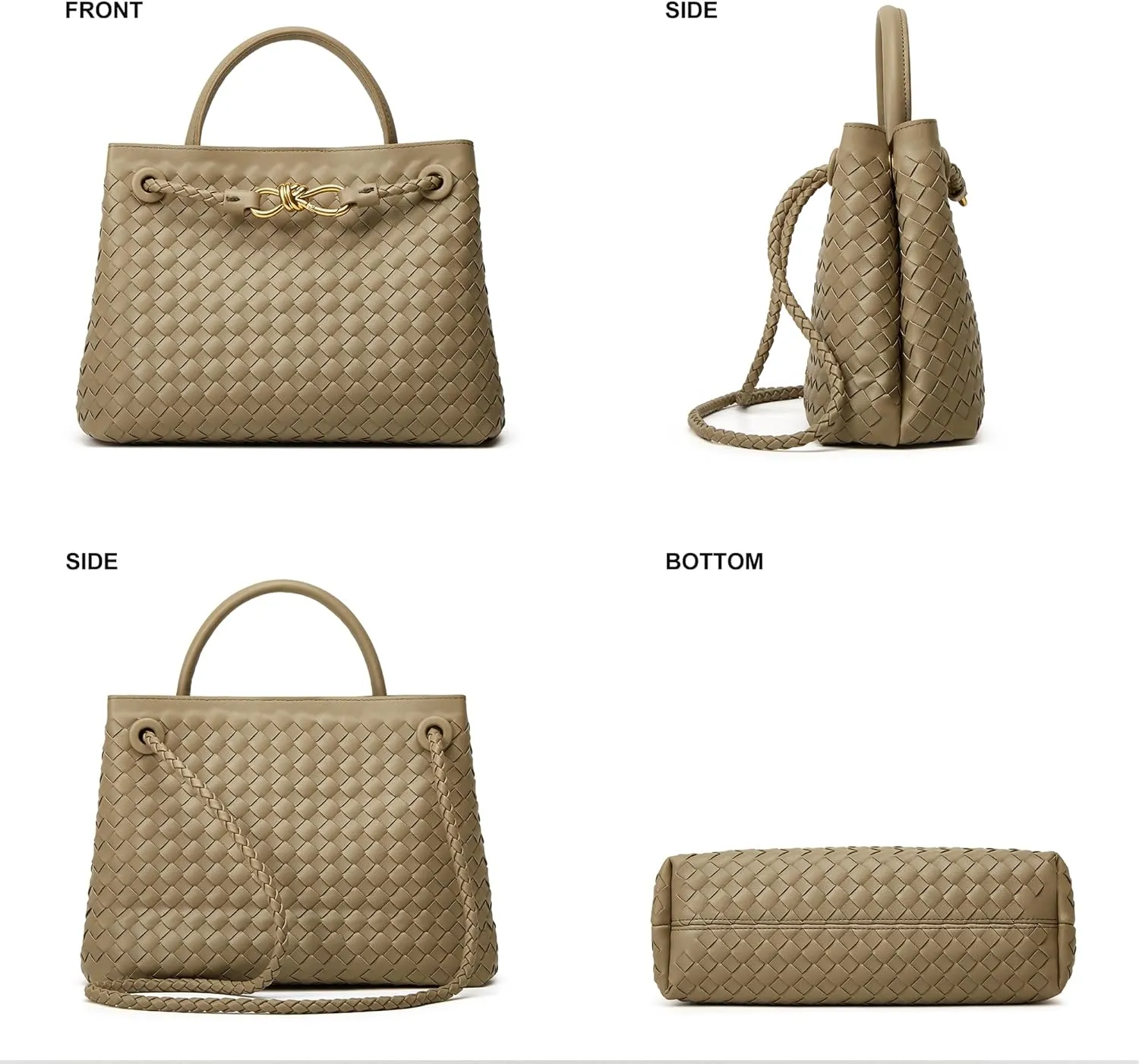 Woven Bags for Women Tote Purse: Vegan Leather Shoulder Handbags - Large Beach Tote - Travel Totes Handwoven Satchel
