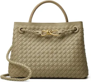 Woven Bags for Women Tote Purse: Vegan Leather Shoulder Handbags - Large Beach Tote - Travel Totes Handwoven Satchel