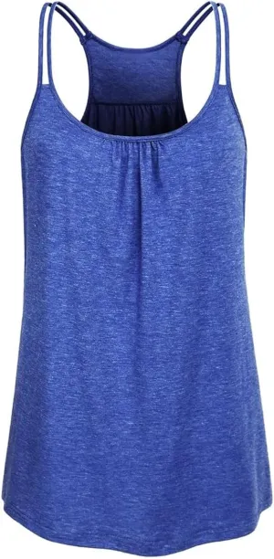 YOFIBARNT Yoga Tops for Women Loose fit Sleeveless Racerback Tank Tops Lightweight Double Spaghetti Strap Workout Camisole