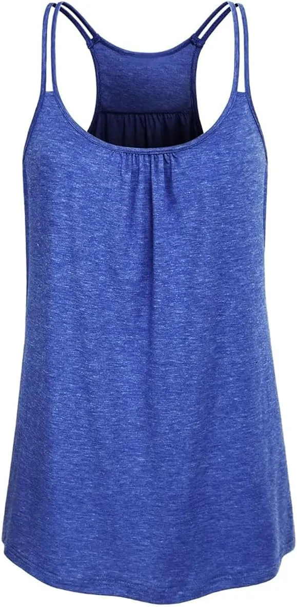 YOFIBARNT Yoga Tops for Women Loose fit Sleeveless Racerback Tank Tops Lightweight Double Spaghetti Strap Workout Camisole