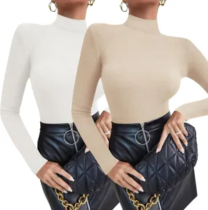Zeagoo Long Sleeve Tops for Women Mock Neck Turtleneck Slim Fitted Basic Tops Fashion Casual T-Shirts