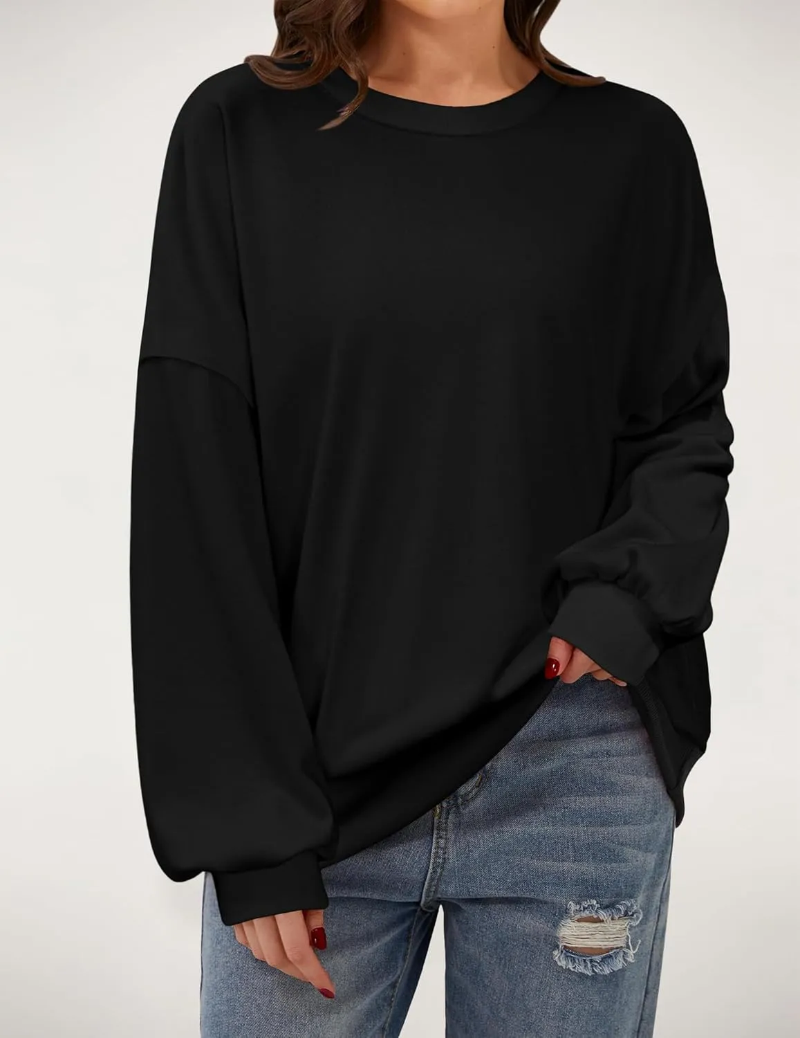 Zeagoo Women Crewneck Sweatshirts Pullover Tops Long Sleeve Shirts Loose Fit Tops Casual Fall Outfits Y2K Clothes 2024