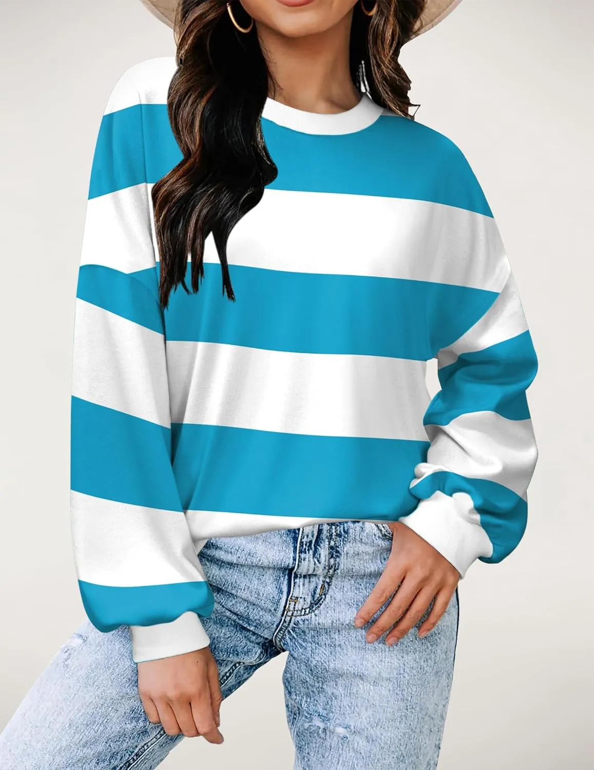 Zeagoo Women Crewneck Sweatshirts Pullover Tops Long Sleeve Shirts Loose Fit Tops Casual Fall Outfits Y2K Clothes 2024