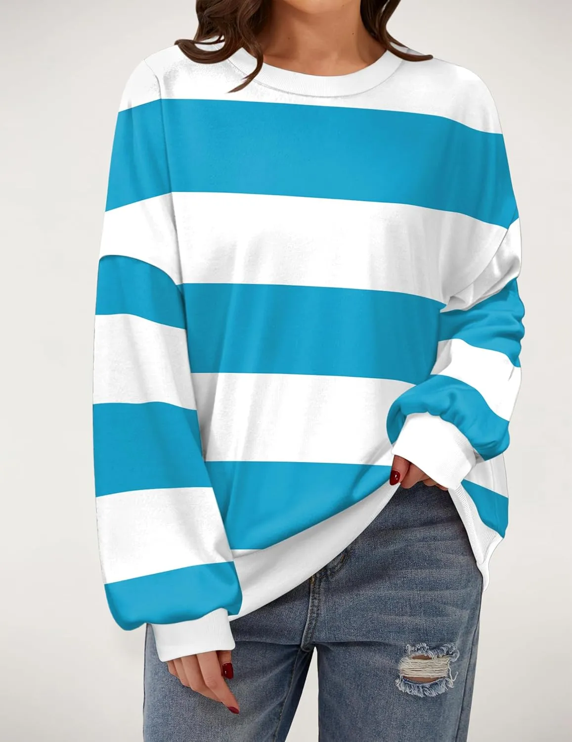 Zeagoo Women Crewneck Sweatshirts Pullover Tops Long Sleeve Shirts Loose Fit Tops Casual Fall Outfits Y2K Clothes 2024