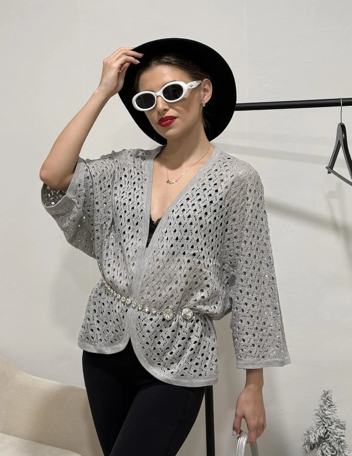 Zeagoo Womens Summer Crochet Cardigan Sweaters Lightweight Open Front 3/4 Sleeve Batwing Kimono Boho Knit Cover Ups 2025