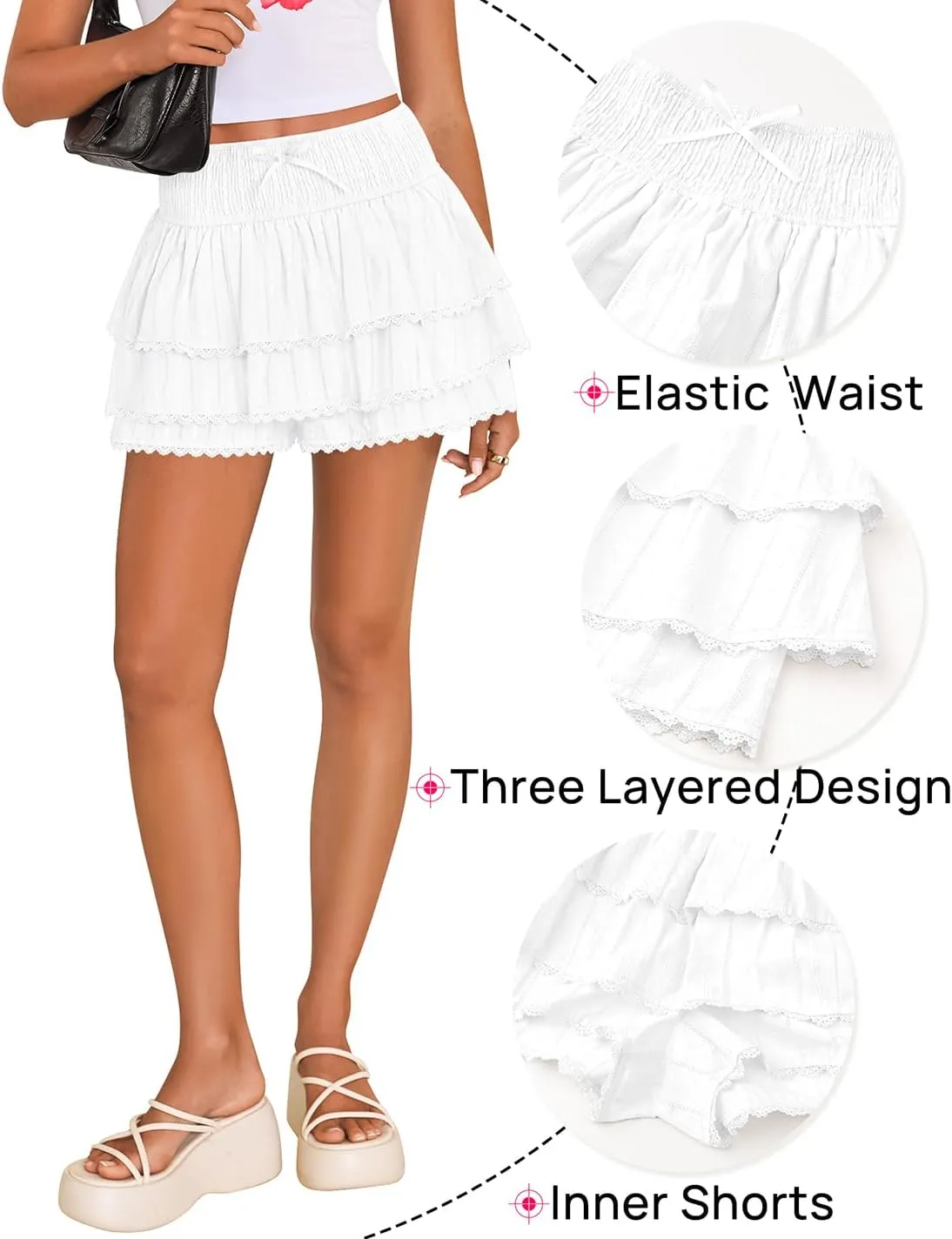 ZESICA Women's Summer Boho Ruffle Tiered Mini Skirt 2025 High Waist Skorts Flowy Casual Beach Shorts